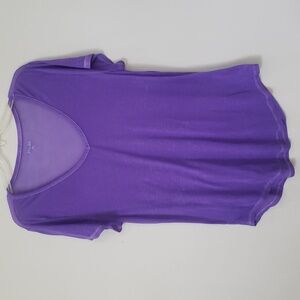 Y2K MUDD Tee Shirt Womens XL Sheer Burnout Purple V Neck Cap Sleeve Top